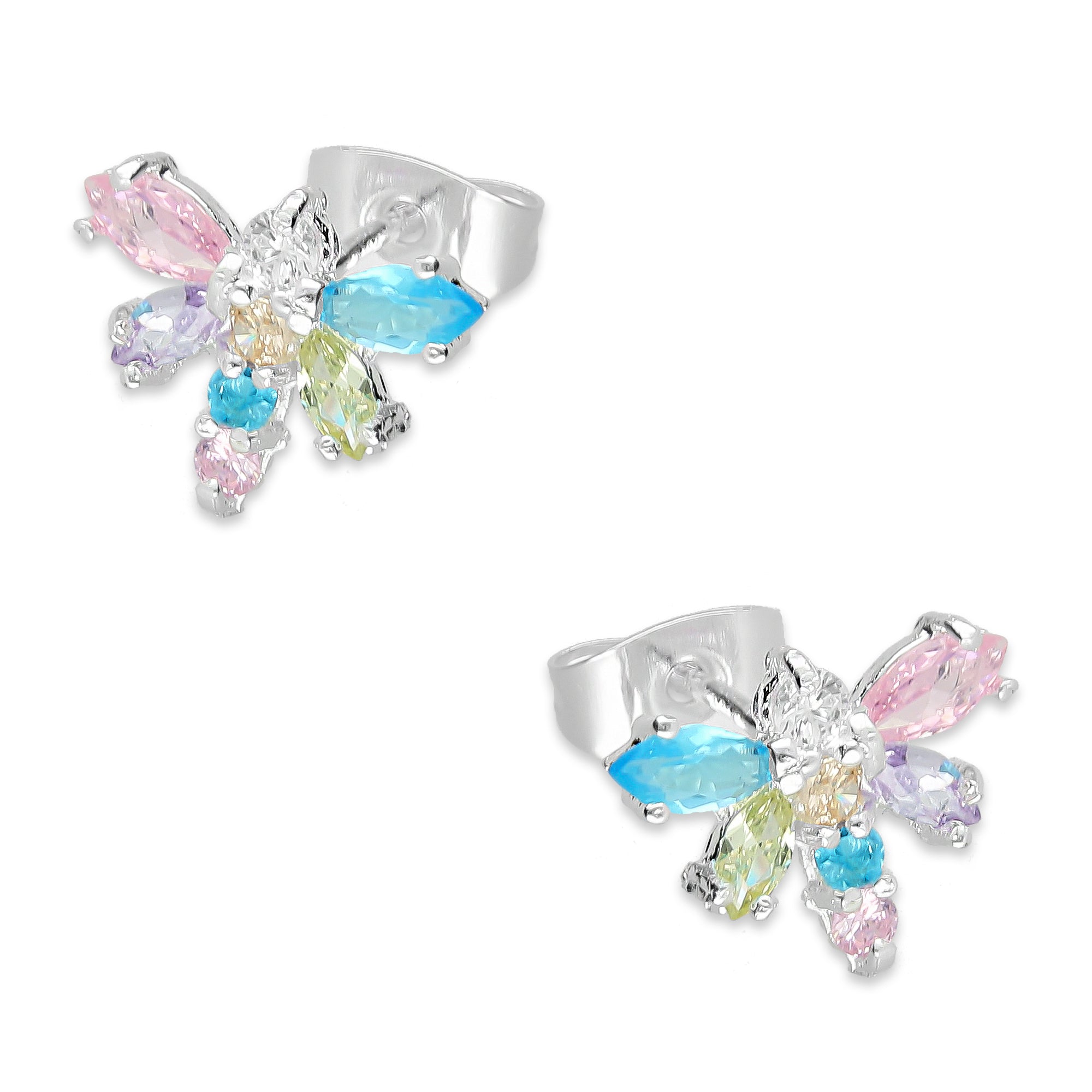 LPAP090 Arete Broquel Libélulas Zirconia Multi Plata .925 Taxco 3125927150