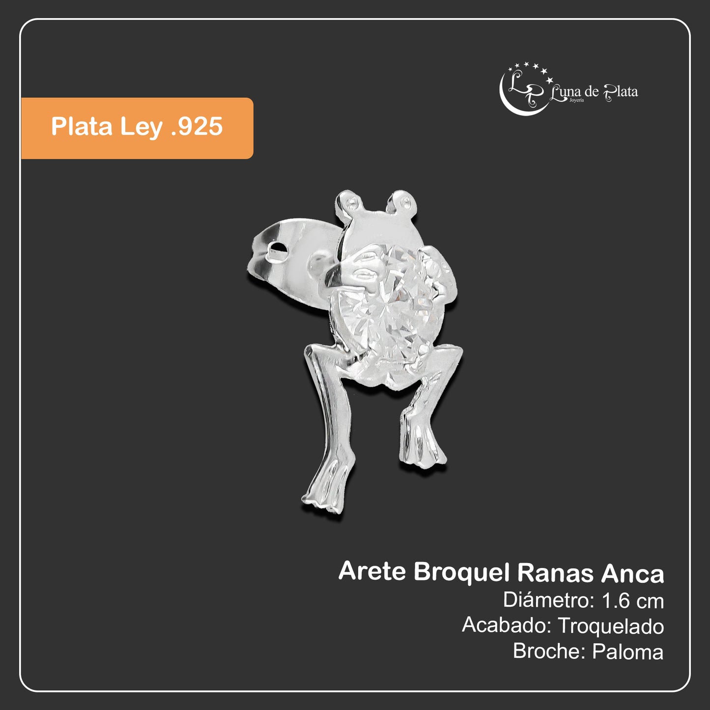 LPAP094 Arete Broquel Ranas Anca Plata .925 Taxco 2080979209