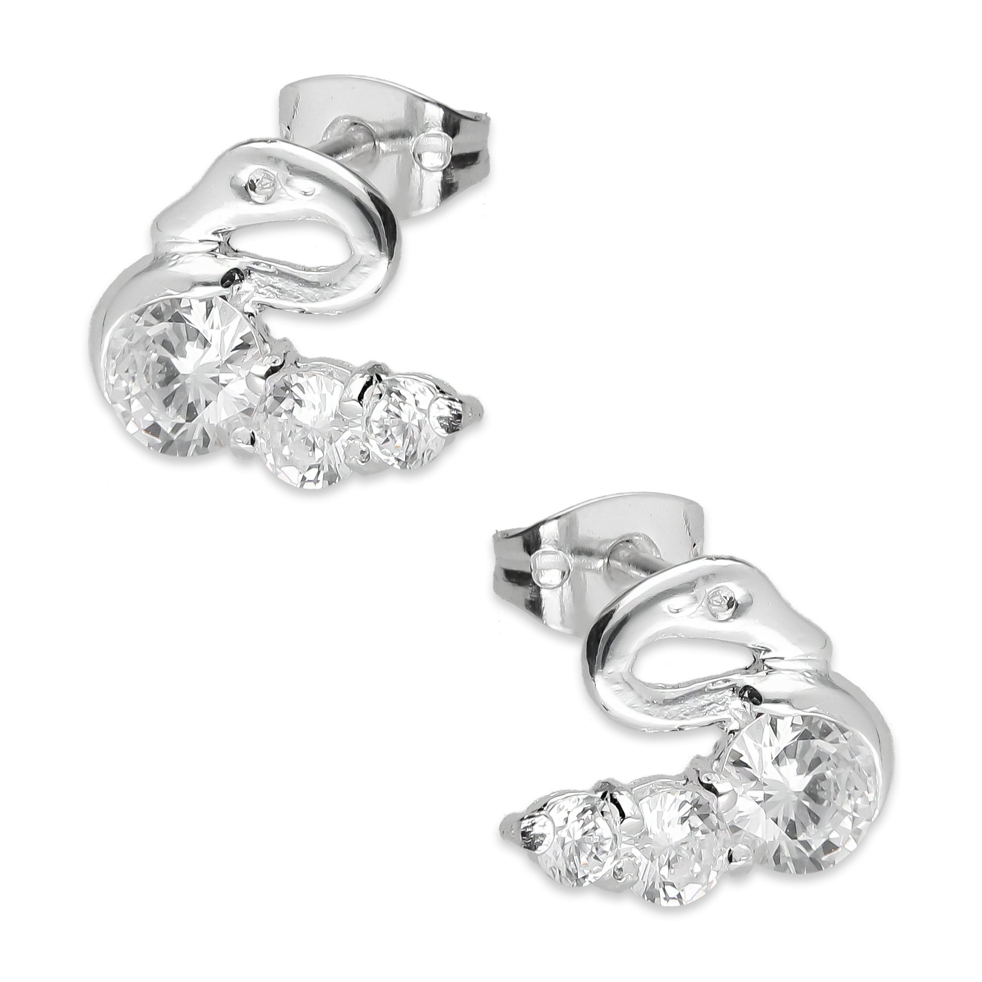 LPAP096 Arete Broquel Cisne 3 Zirconias Plata .925 Taxco 3138030304