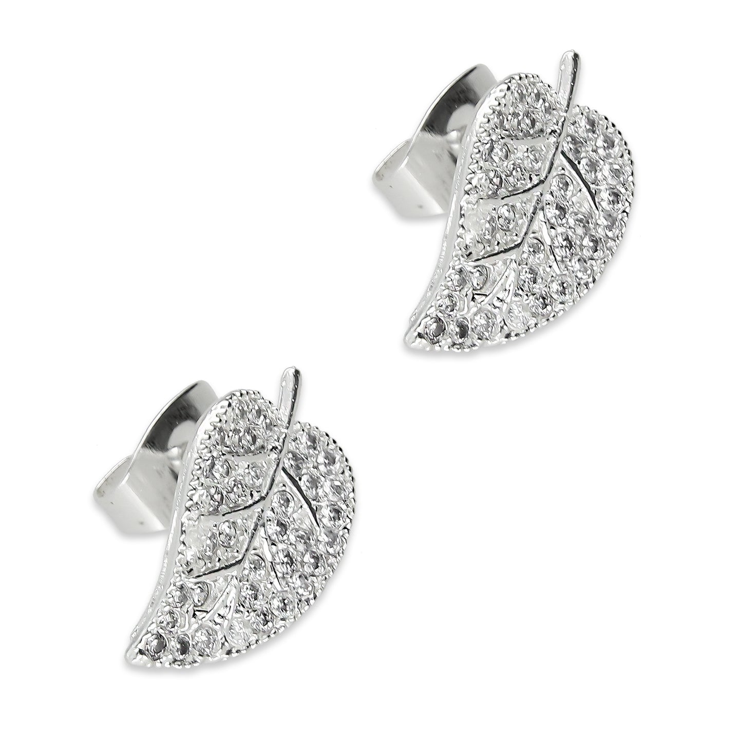 LPAP097 Arete Broquel Hojita Pavé Z Plata .925 Taxco 3138070220