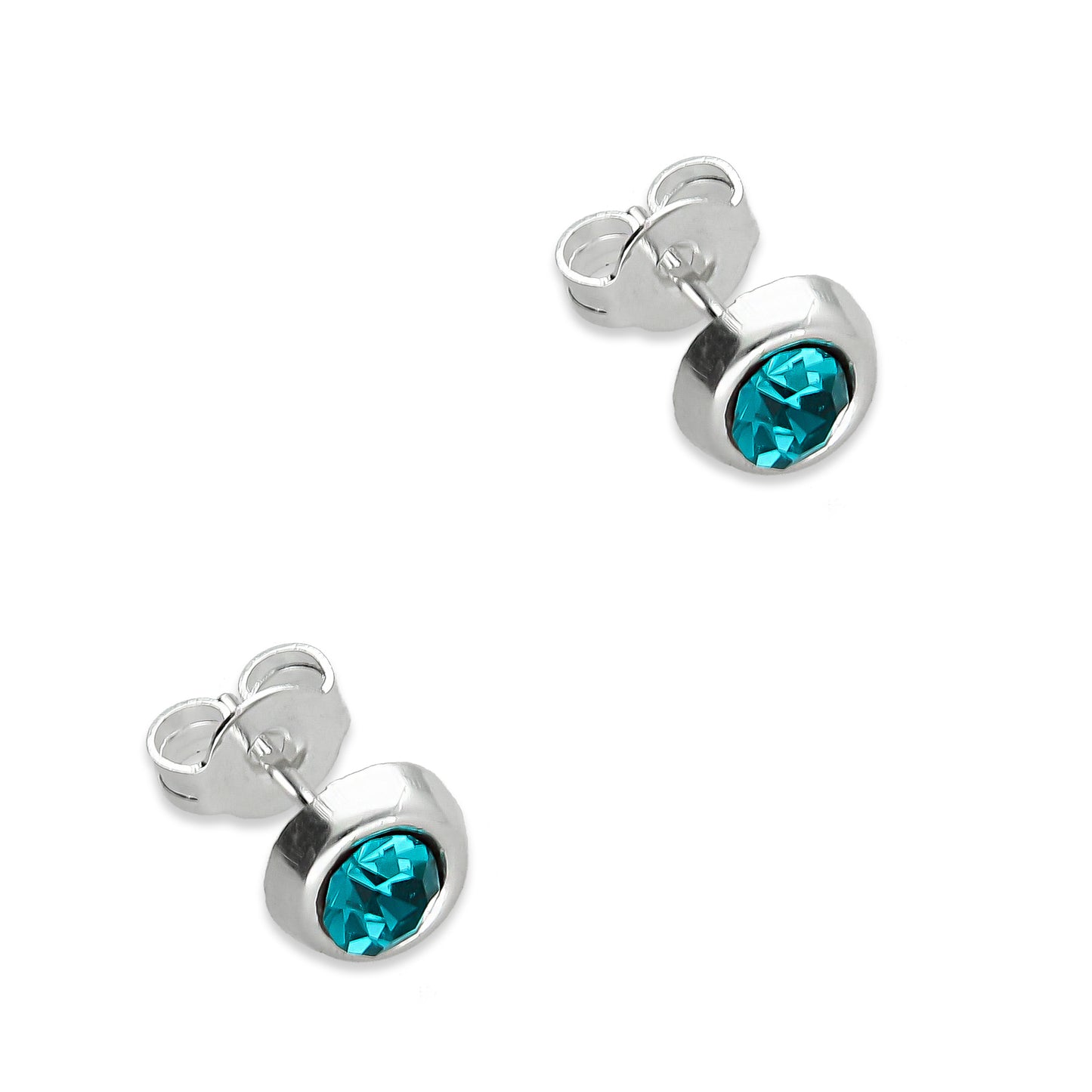 LPAP106 Arete Broquel Papelillo Aqua Marine Bisel Liso Plata .925 Taxco 2090355095