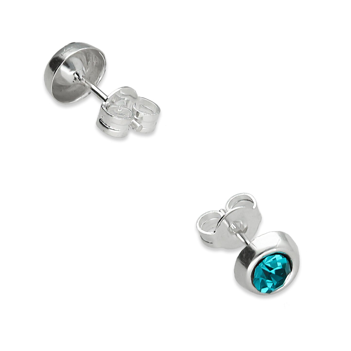 LPAP106 Arete Broquel Papelillo Aqua Marine Bisel Liso Plata .925 Taxco 2090355095