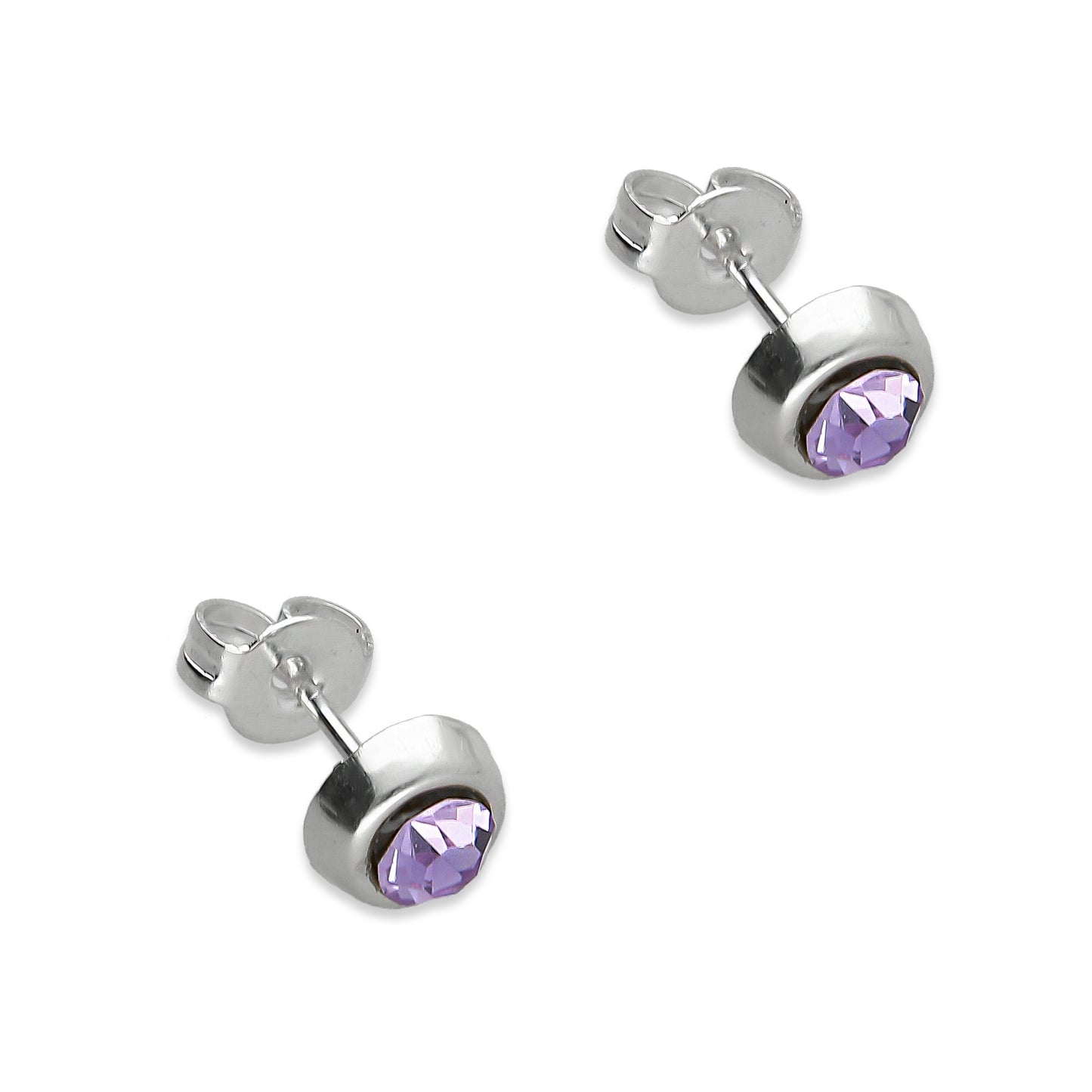 LPAP107 Arete Broquel Papelillo Violeta Bisel Liso Plata .925 Taxco 2090396625