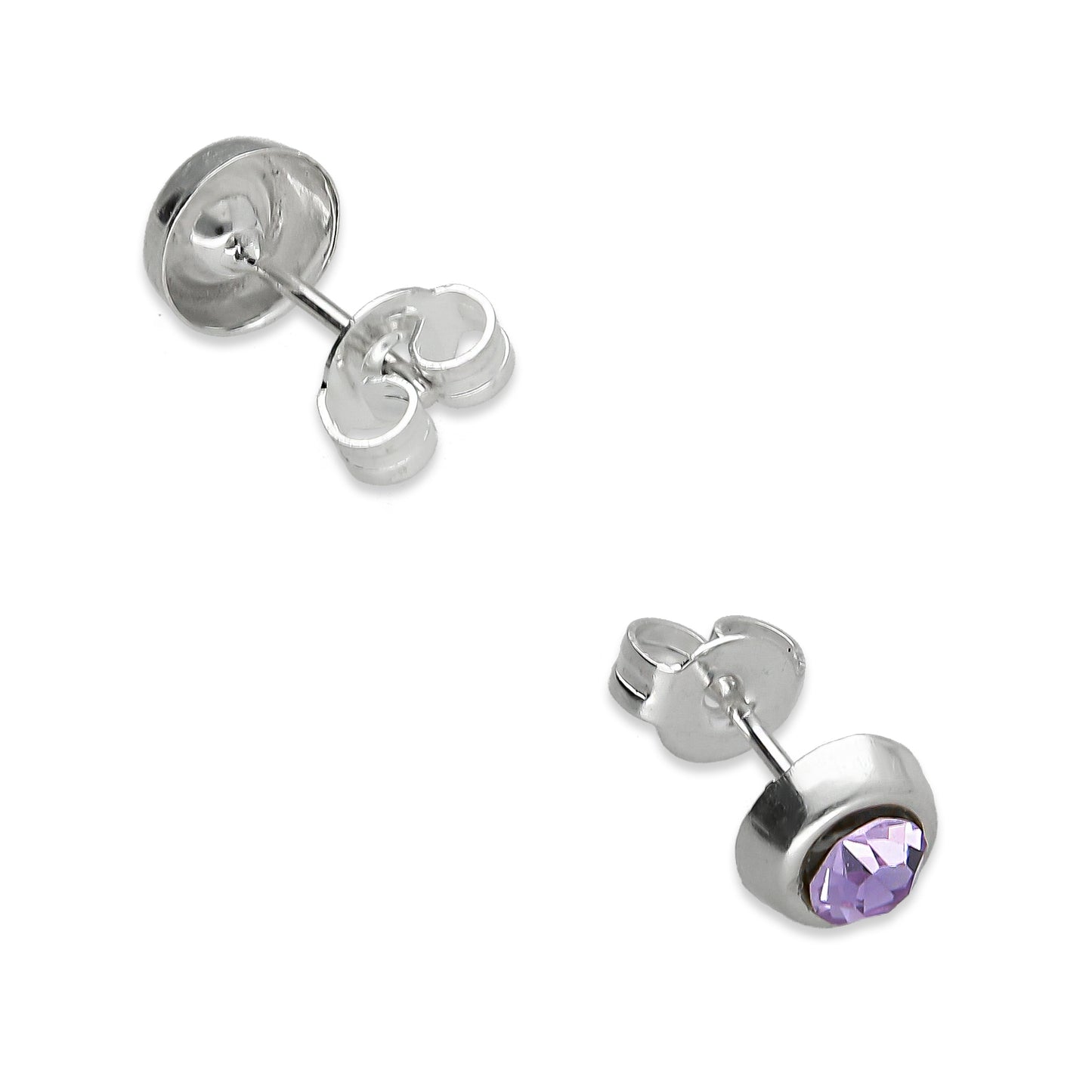 LPAP107 Arete Broquel Papelillo Violeta Bisel Liso Plata .925 Taxco 2090396625