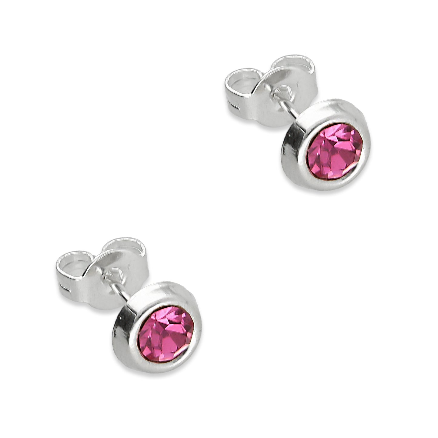 LPAP108 Arete Broquel Papelillo Rosa Bisel Liso Plata .925 Taxco 2090371567