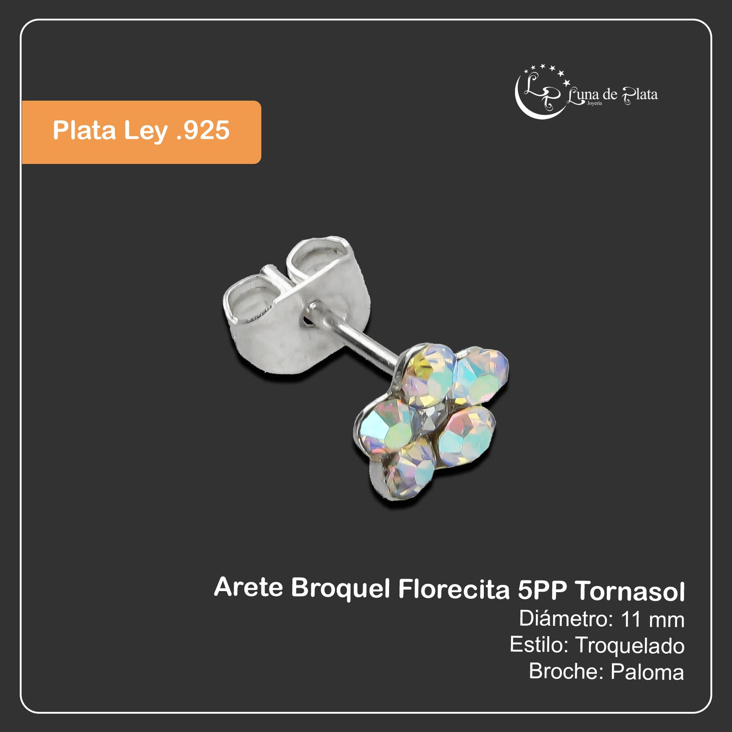 LPAP111 Arete Broquel Florecita 5PP Tornasol en Plata .925 Taxco 3179131640