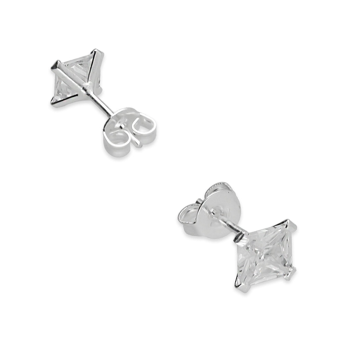 LPAP121 Arete Broquel Zirconia Cuadro 5 mm en Plata .925 Taxco 2169070701
