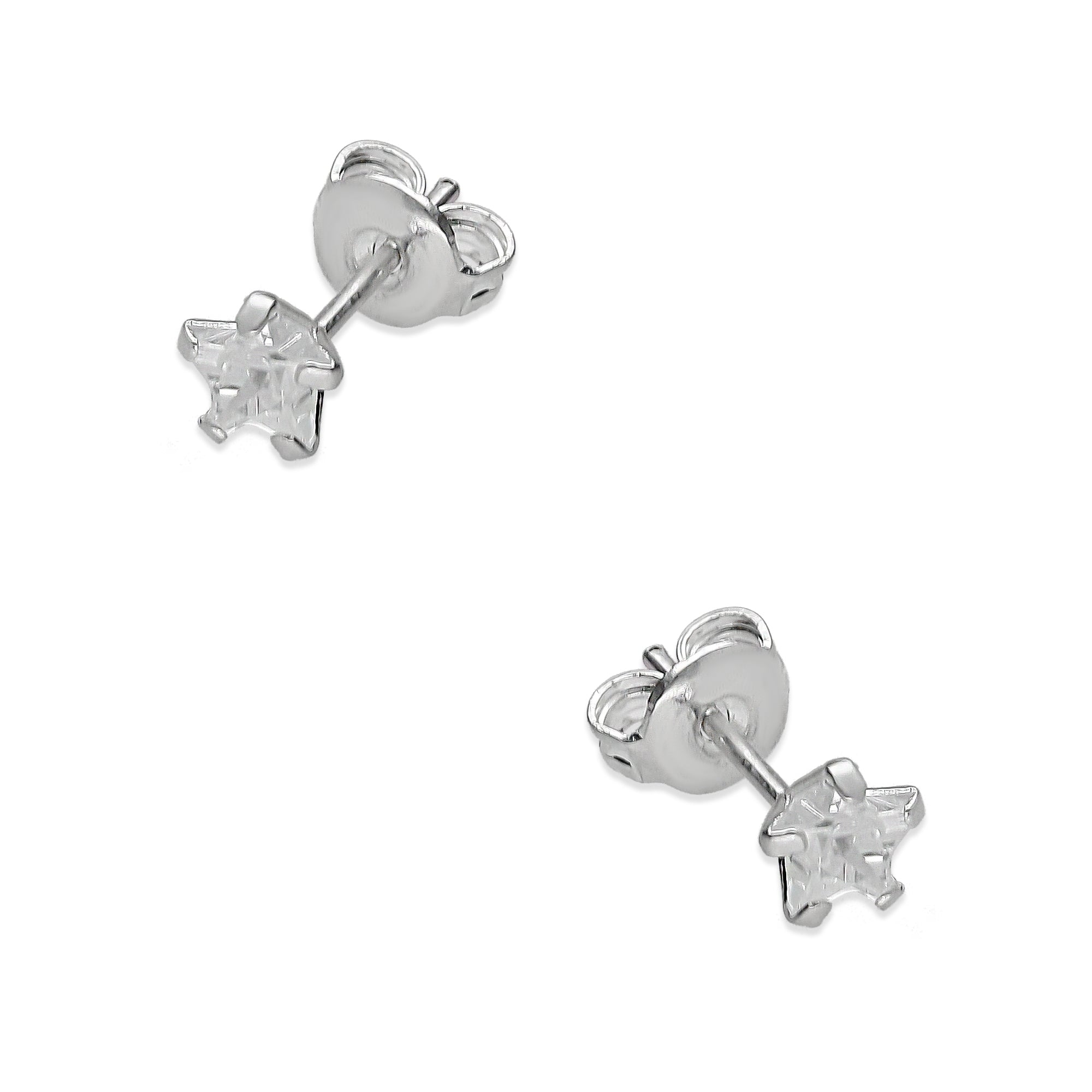 LPAP125 Arete Broquel Zirconia Estrella 5 mm en Plata .925 Taxco 2169053865