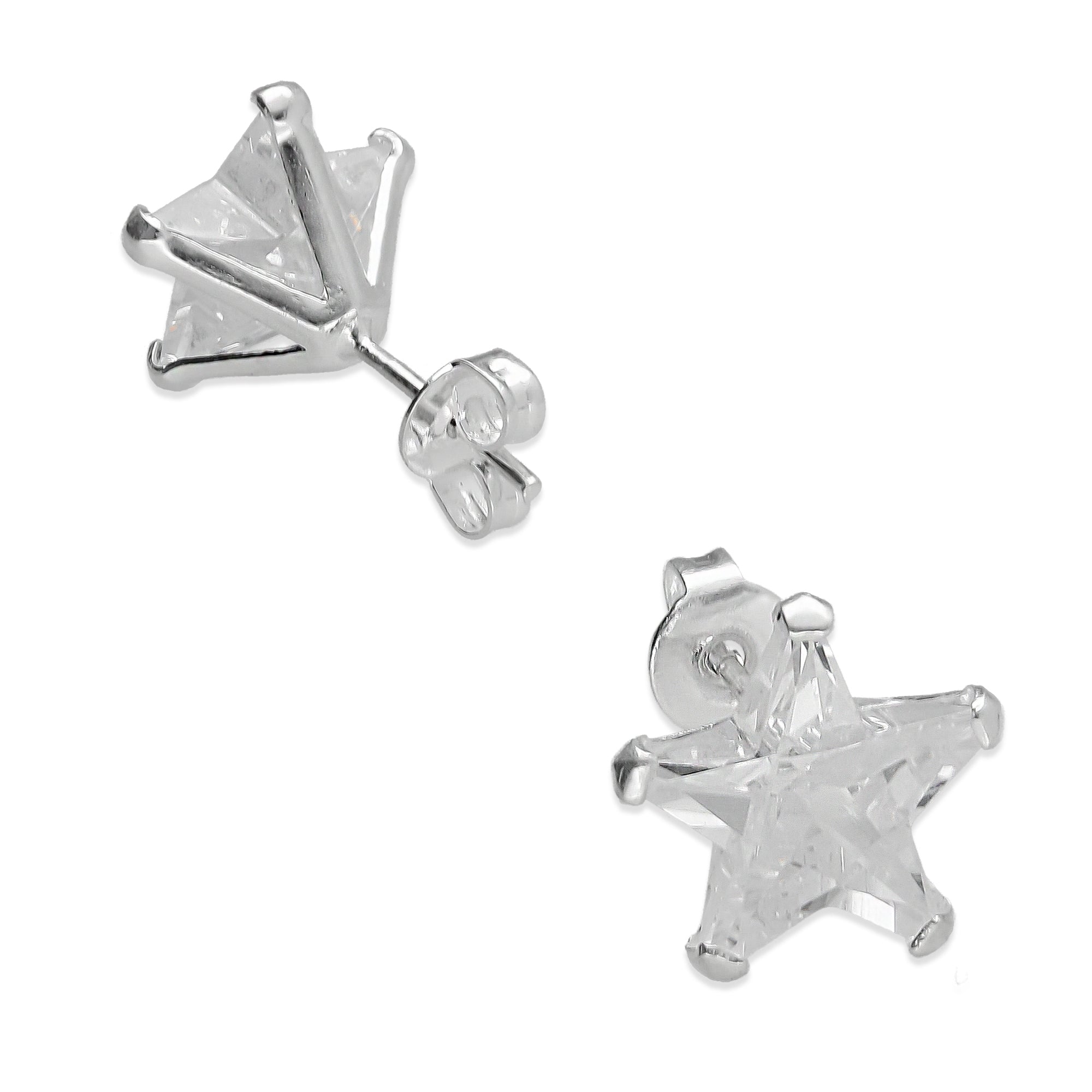 LPAP127 Arete Broquel Zirconia Estrella 11 mm en Plata .925 Taxco 3428092878