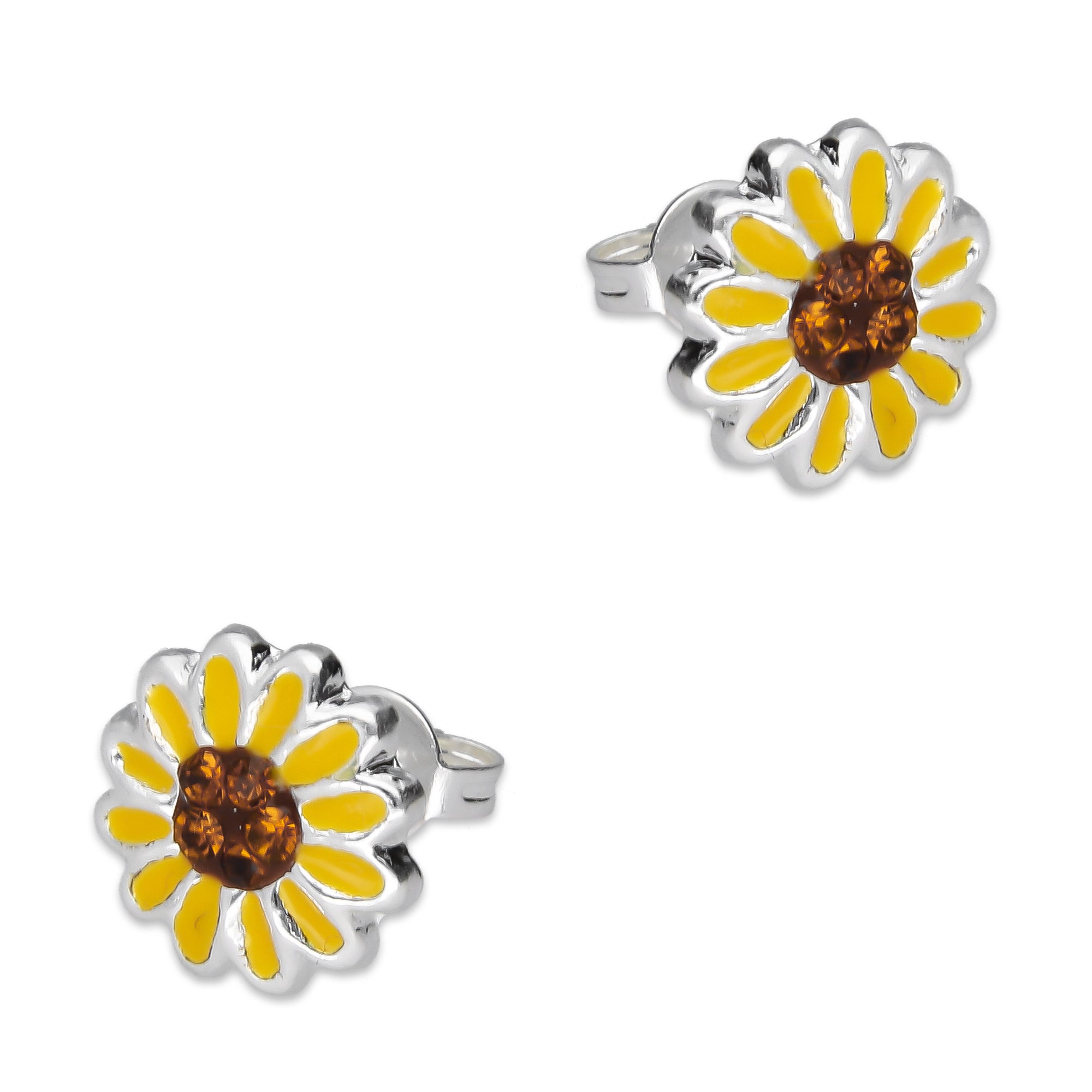 LPYAP006 Arete Broquel Girasol Esmalte en Plata .925 5539490486