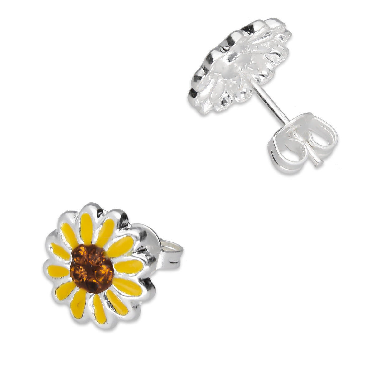 LPYAP006 Arete Broquel Girasol Esmalte en Plata .925 5539490486
