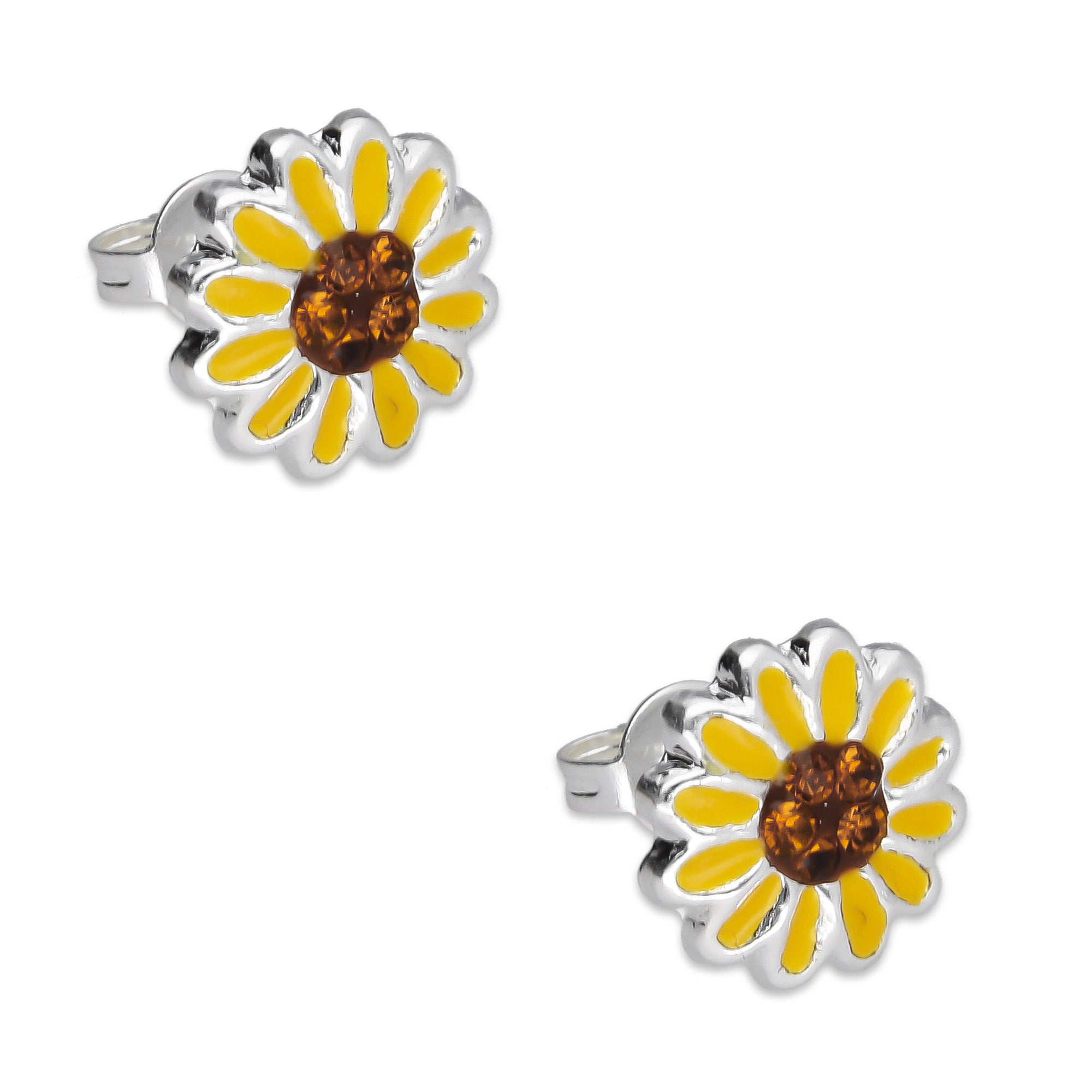 LPYAP006 Arete Broquel Girasol Esmalte en Plata .925 5539490486
