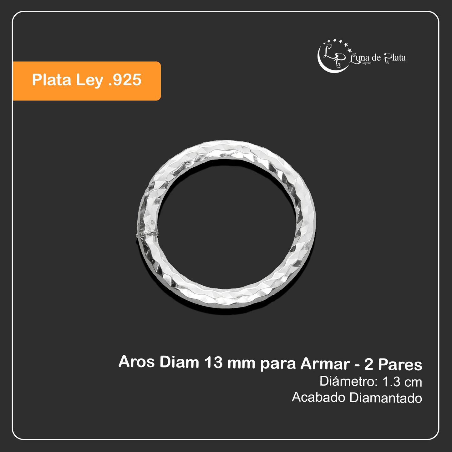 LPARO001 Aros Diam 13 mm para Armar - 2 Pares de Plata .925 2023084167