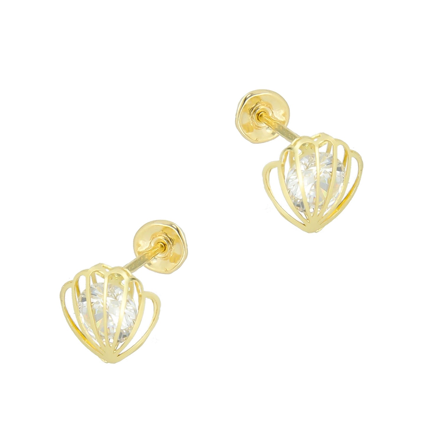 LPAUBR037 Aretes Broquel Oro 10K Niñas o Mujer Concha 3D Mini 509A 1854456856