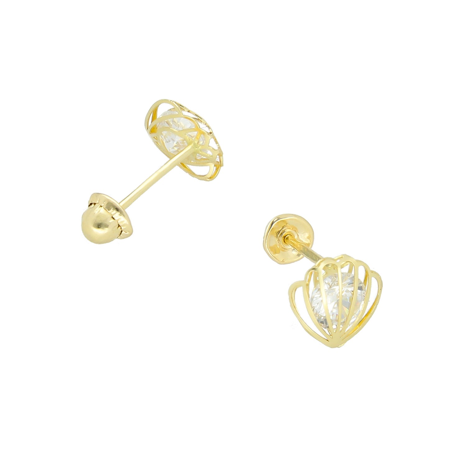 LPAUBR037 Aretes Broquel Oro 10K Niñas o Mujer Concha 3D Mini 509A 1854456856