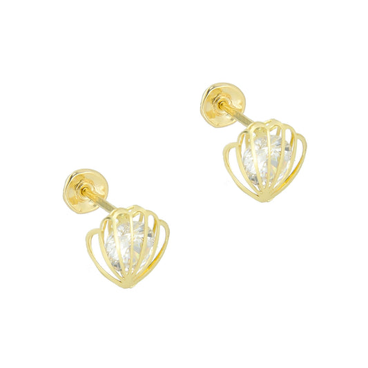 LPAUBR037 Aretes Broquel Oro 10K Niñas o Mujer Concha 3D Mini 509A 1854456856