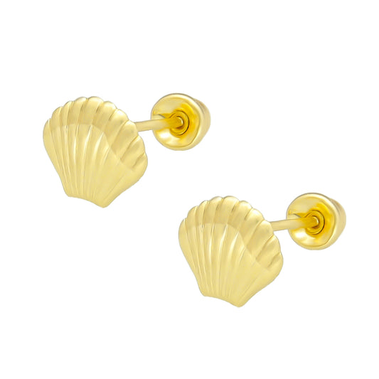 LPAUBR062 Aretes Broquel Oro 10K Niñas o Mujer Conchita Mar 323 1890555953