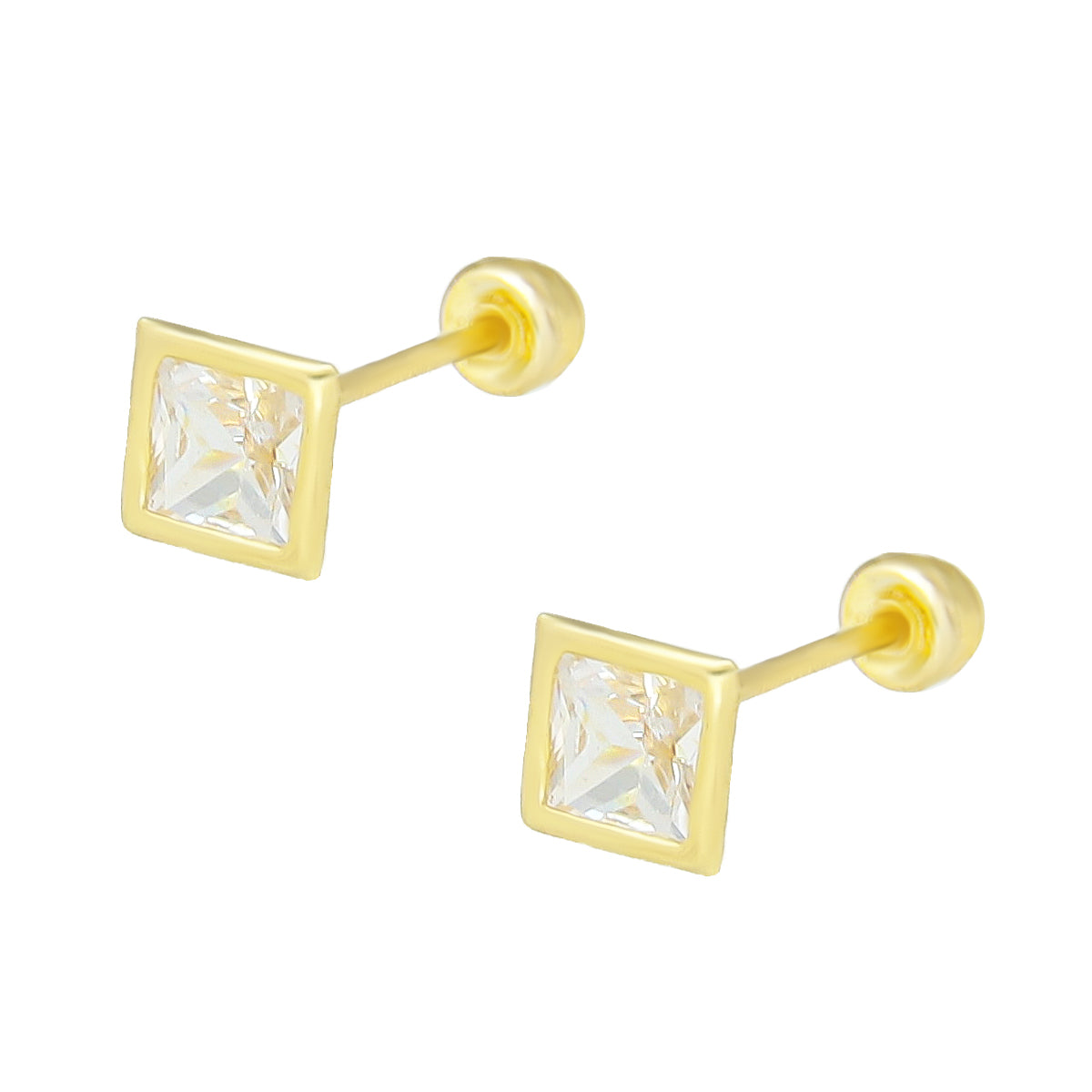 LPAUBR064 Aretes Broquel Oro 10K Niñas o Mujer Cuadro B Liso #4 587 2163294216