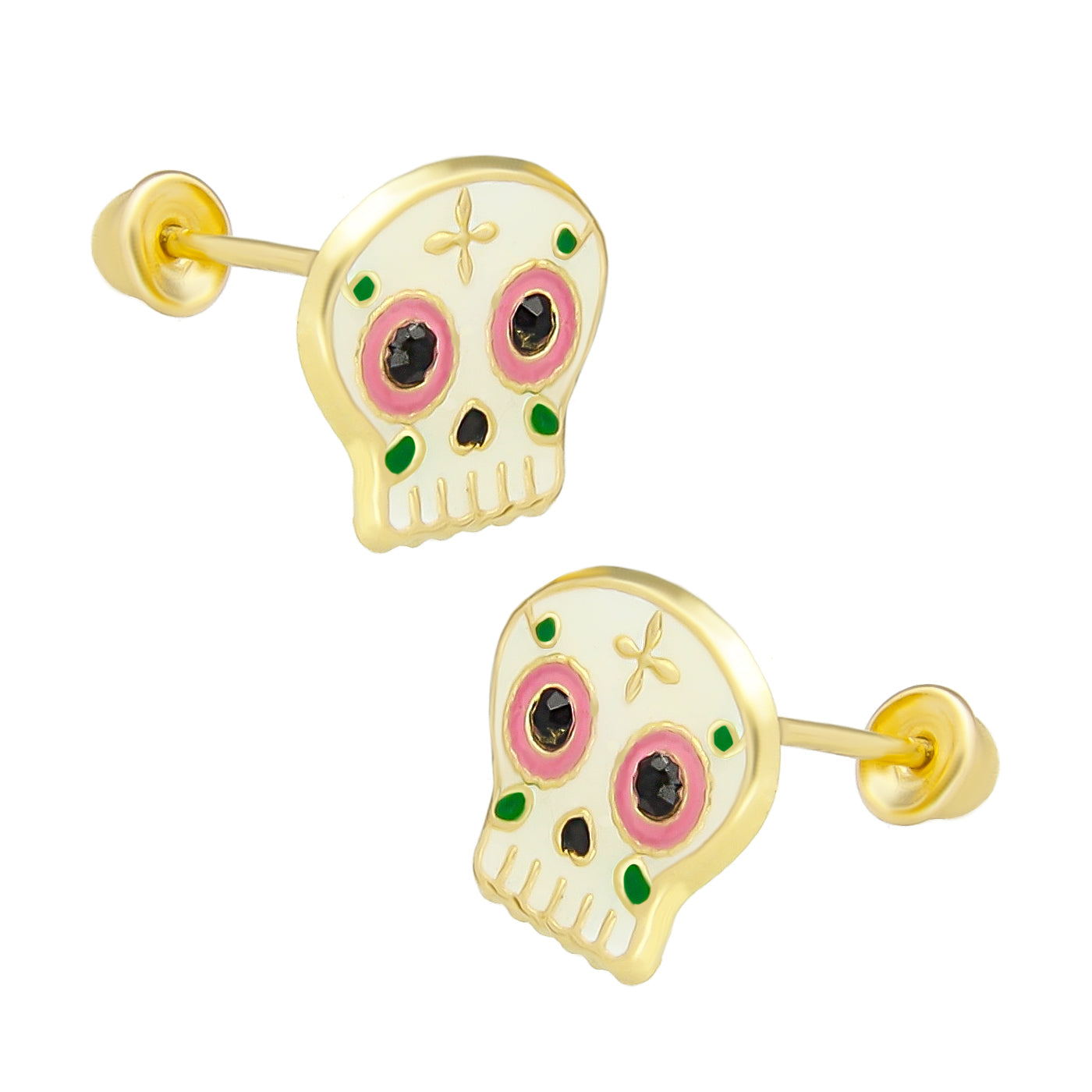 LPAUBR068 Aretes Broquel Oro 10k Niñas o Mujer Catrina 373 1895673857