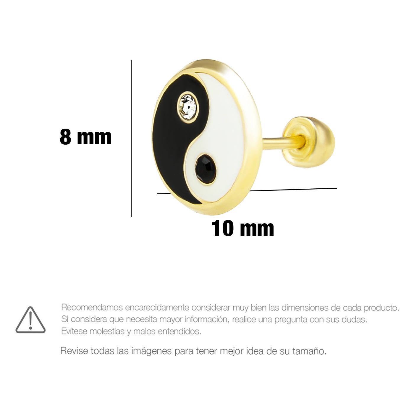 LPAUBR071 Aretes Broquel Oro 10K Niñas o Mujer Ying–Yang 491 1895709423