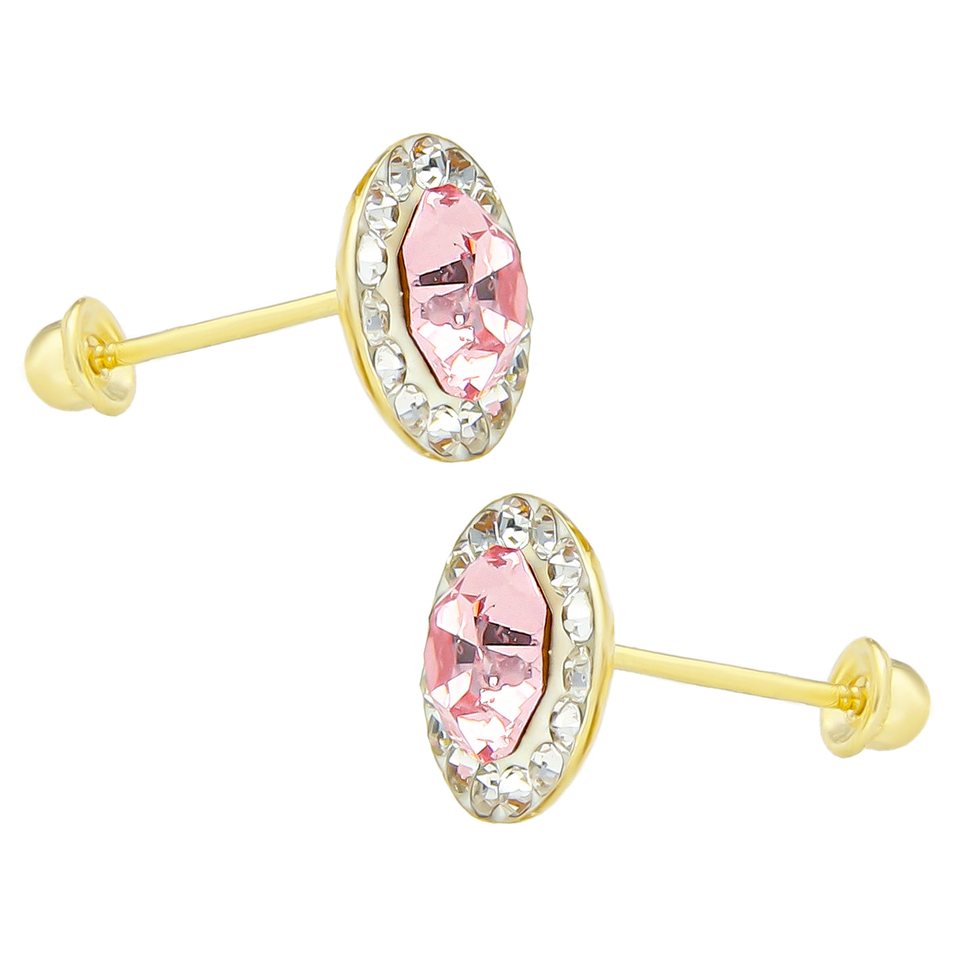 LPAUBR073 Aretes Broquel Oro 10K Niñas o Mujer Platillo Rosa 246 2219732820