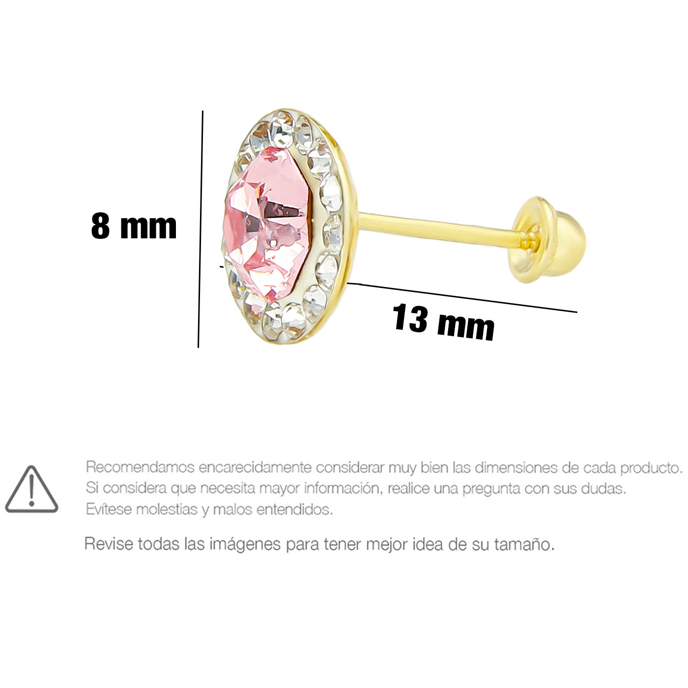 LPAUBR073 Aretes Broquel Oro 10K Niñas o Mujer Platillo Rosa 246 2219732820