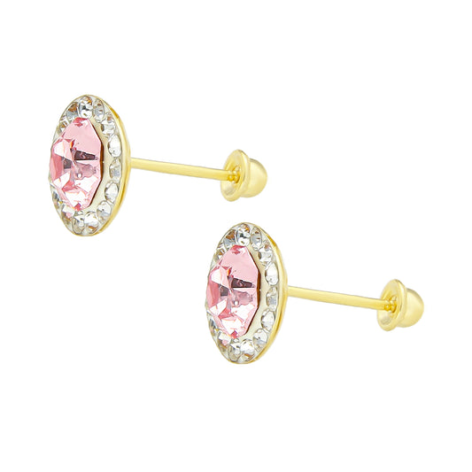 LPAUBR073 Aretes Broquel Oro 10K Niñas o Mujer Platillo Rosa 246 2219732820