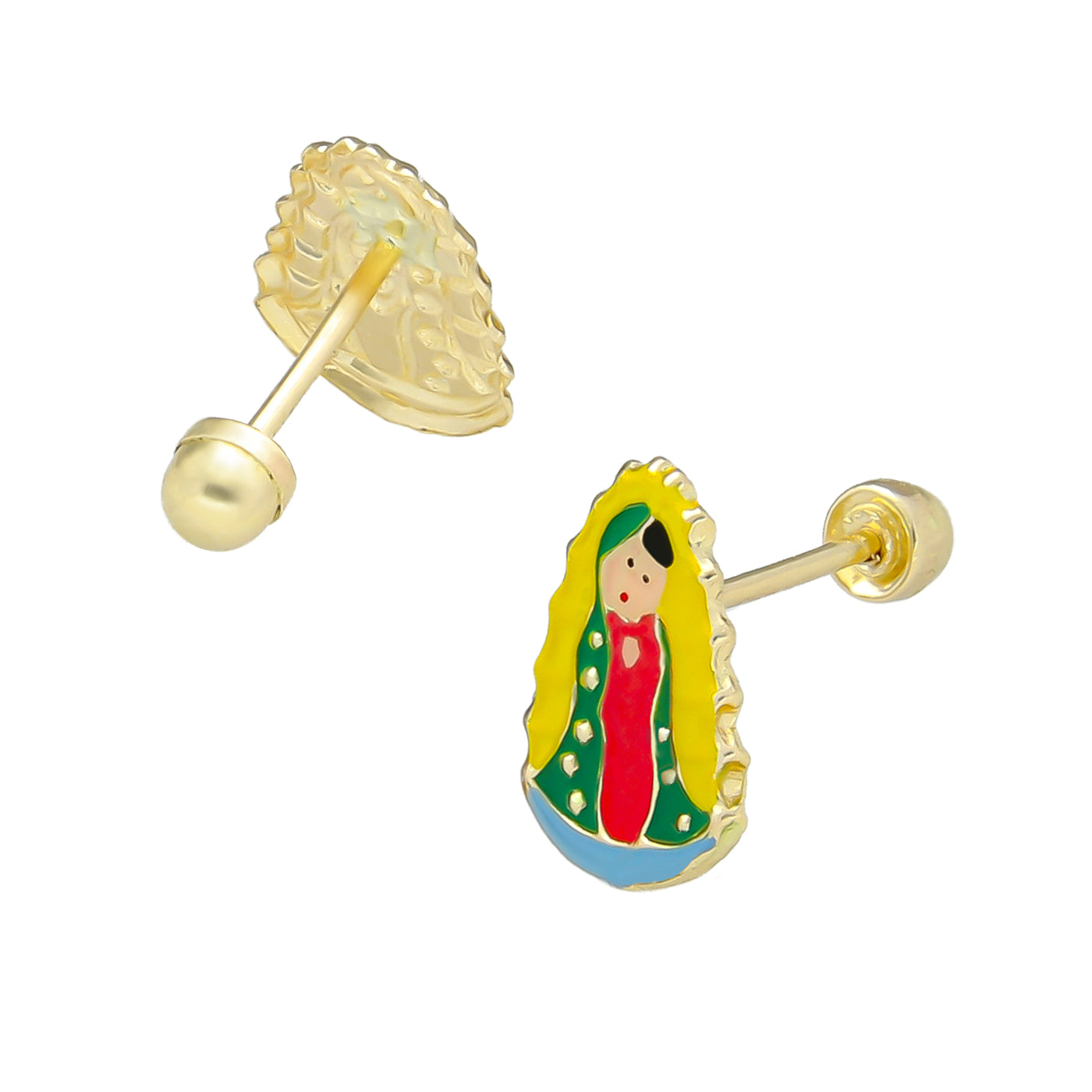 LPAUBR077 Aretes Broquel Oro 10K Niña o Mujer Virgen Esmalte Plus 366B 2279473276