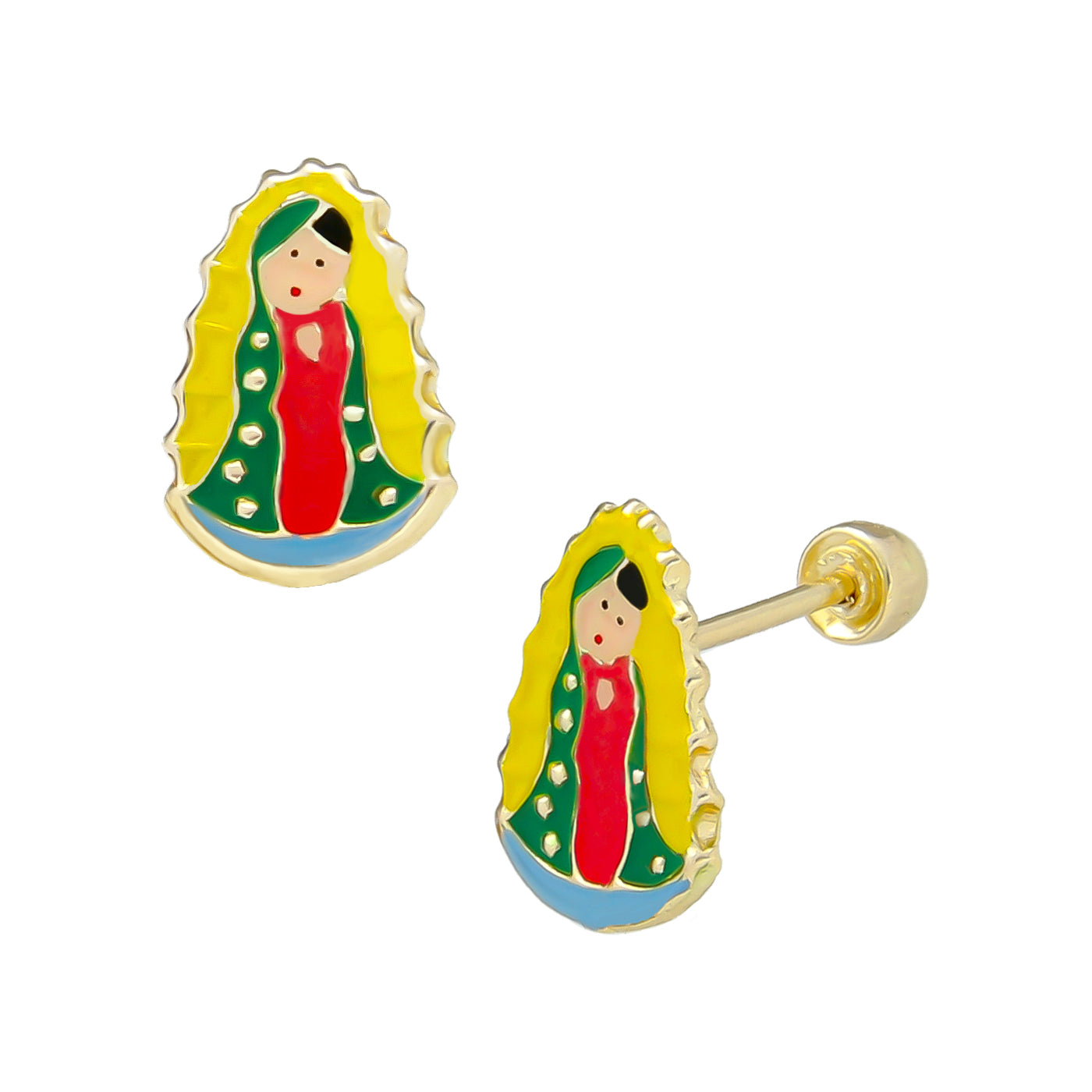 LPAUBR077 Aretes Broquel Oro 10K Niña o Mujer Virgen Esmalte Plus 366B 2279473276