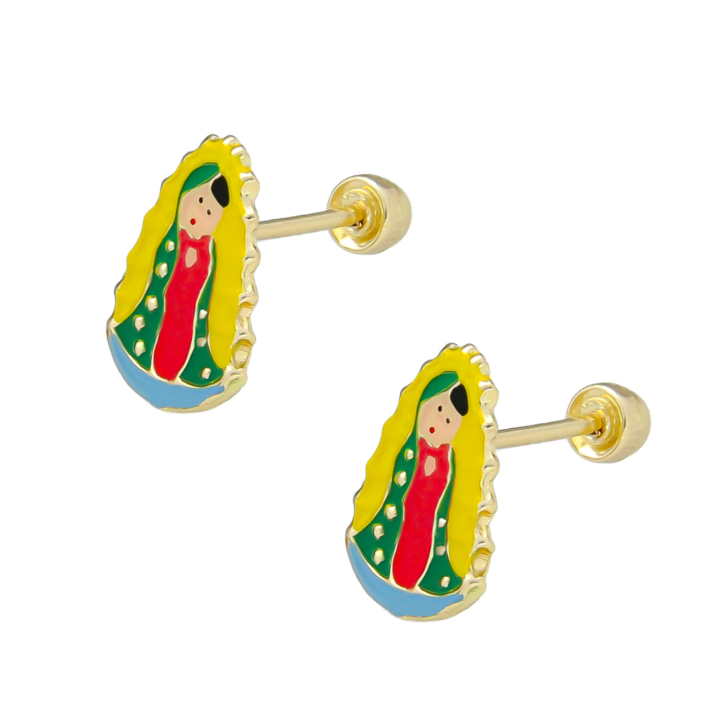 LPAUBR077 Aretes Broquel Oro 10K Niña o Mujer Virgen Esmalte Plus 366B 2279473276