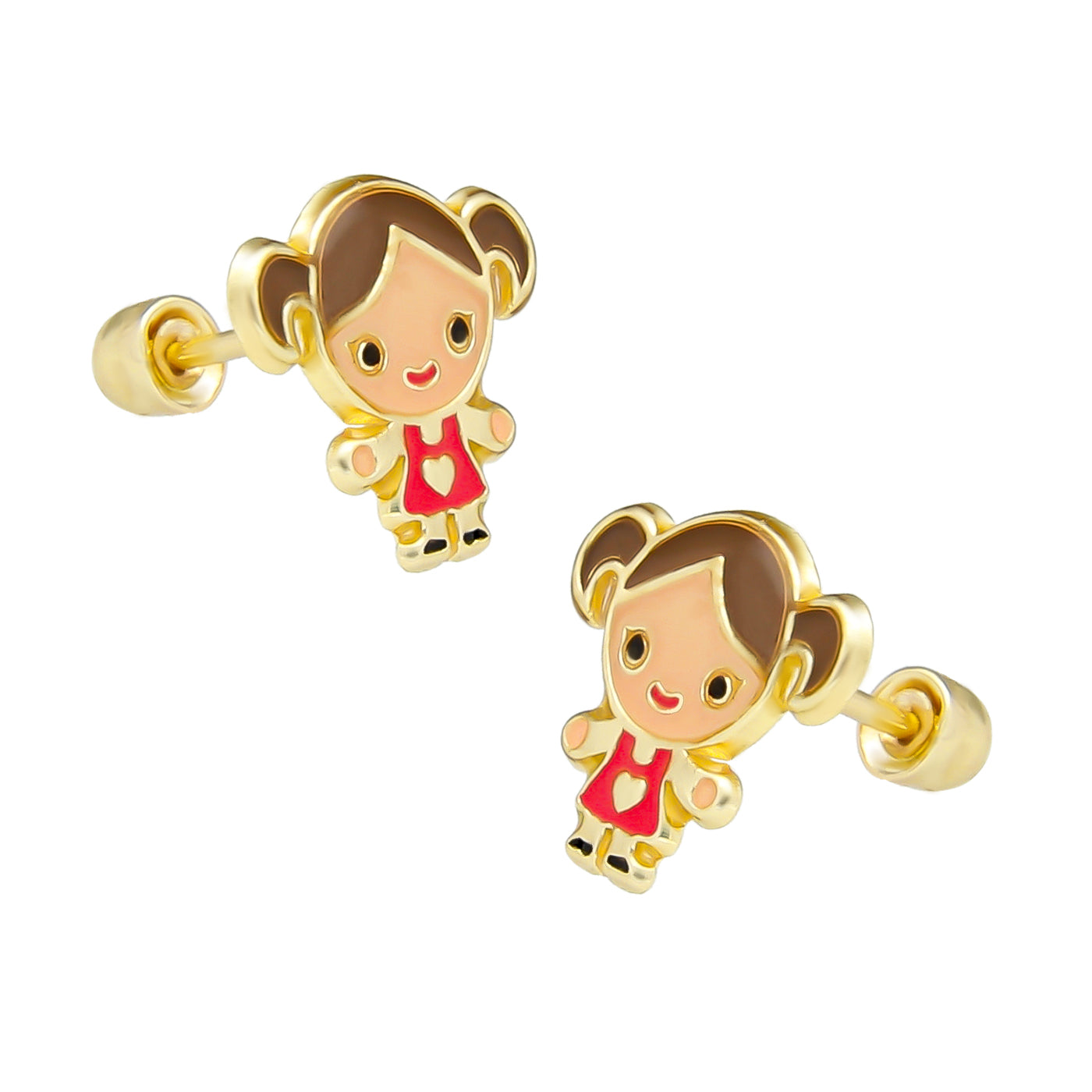 LPAUBR078 Aretes Broquel Oro 10K Niña o Mujer Niña Esmaltada 368 2279409078