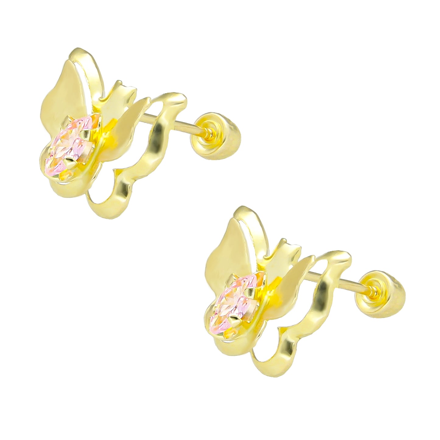 LPAUBR082 Aretes Broquel Oro 10K Niña o Mujer Mariposa 3D 331 1908382933