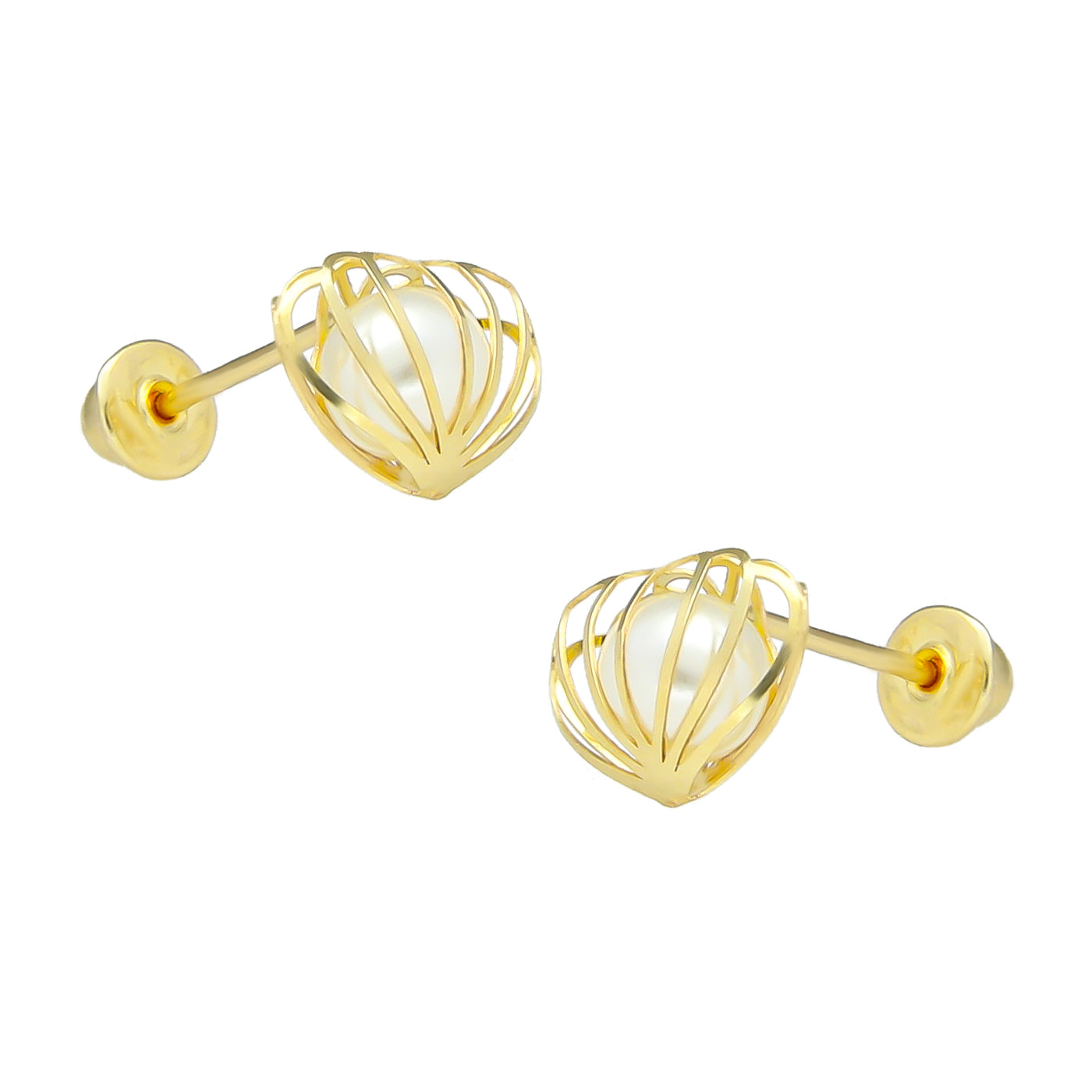 LPAUBR084 Aretes Broquel Oro 10K Niña o Mujer Concha 3D Chica 509-B 1908449733