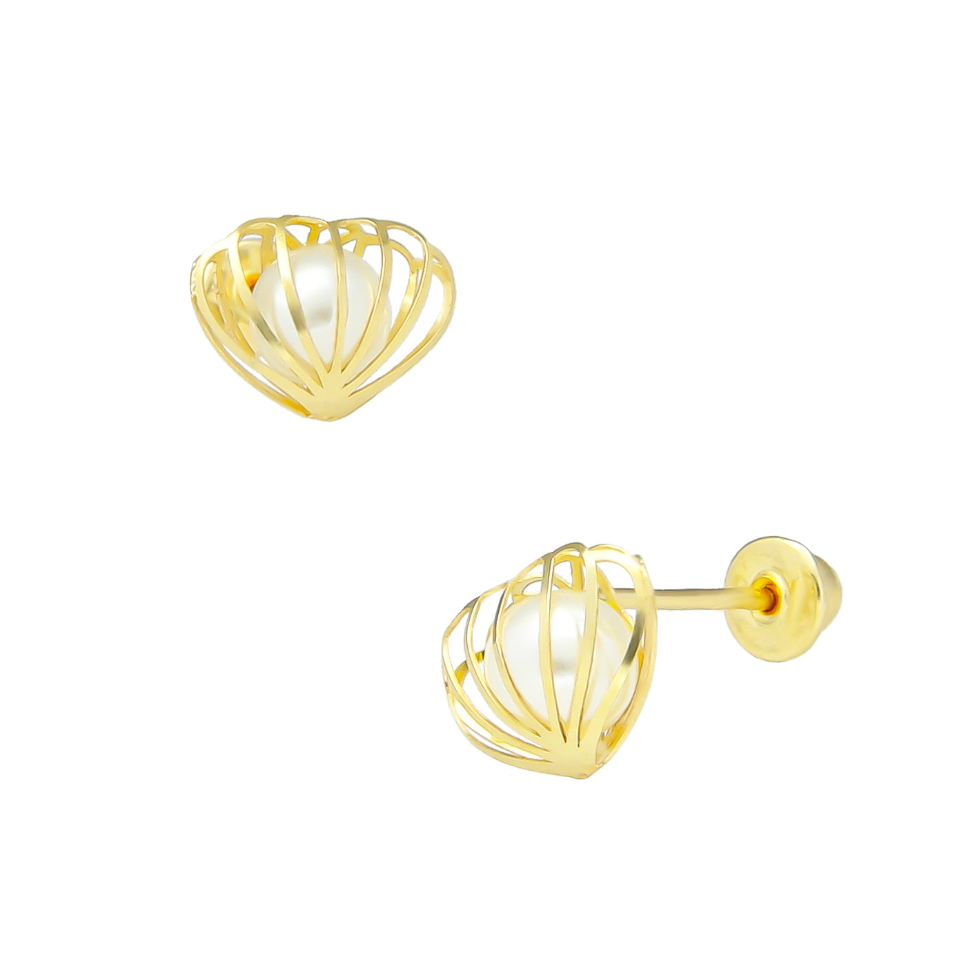 LPAUBR084 Aretes Broquel Oro 10K Niña o Mujer Concha 3D Chica 509-B 1908449733