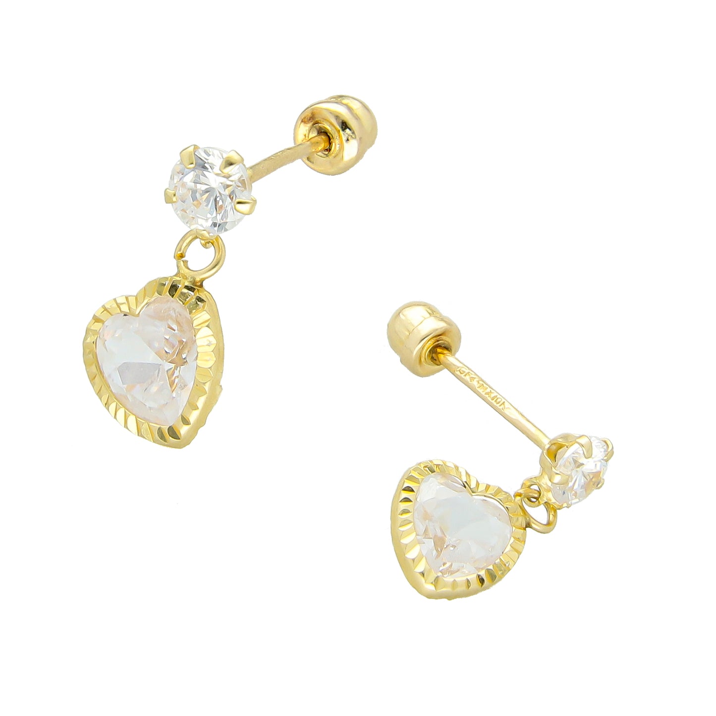 LPAUBR092 Aretes Broquel Oro 10K Niña o Mujer Colgante Corazon Blanco 476 1908986915