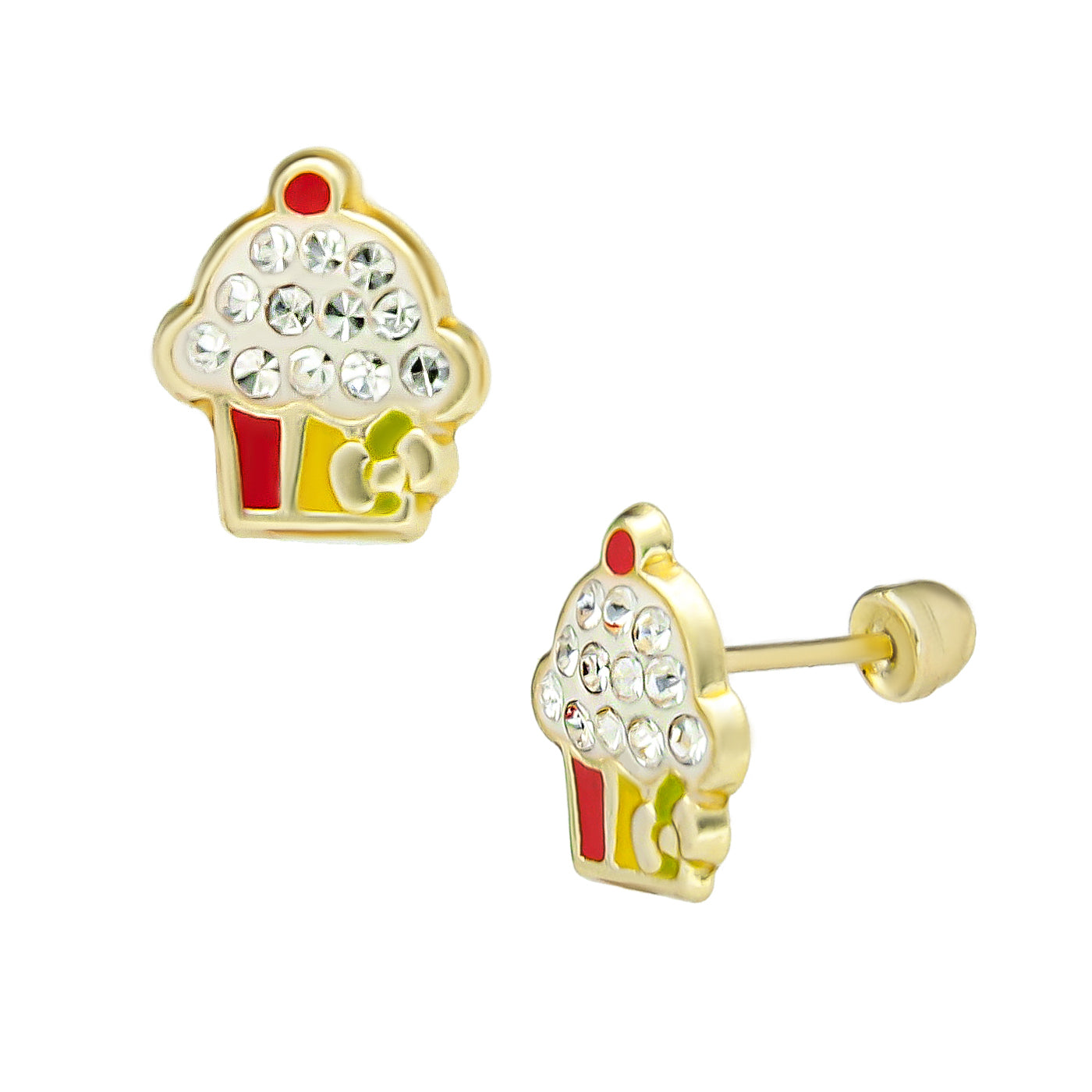 LPAUBR095 Aretes Broquel Oro 10K Niñas o Mujer Cupcake Esm 266 Multi 1914114787