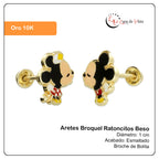 LPAUBR096 Aretes Broquel Oro Sólido 10K Ratoncitos Beso Broche Bolita  275 1989080987