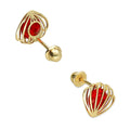 LPAUBR084 Aretes Broquel Oro 10K Niña o Mujer Concha 3D Chica 509-B 1908449733