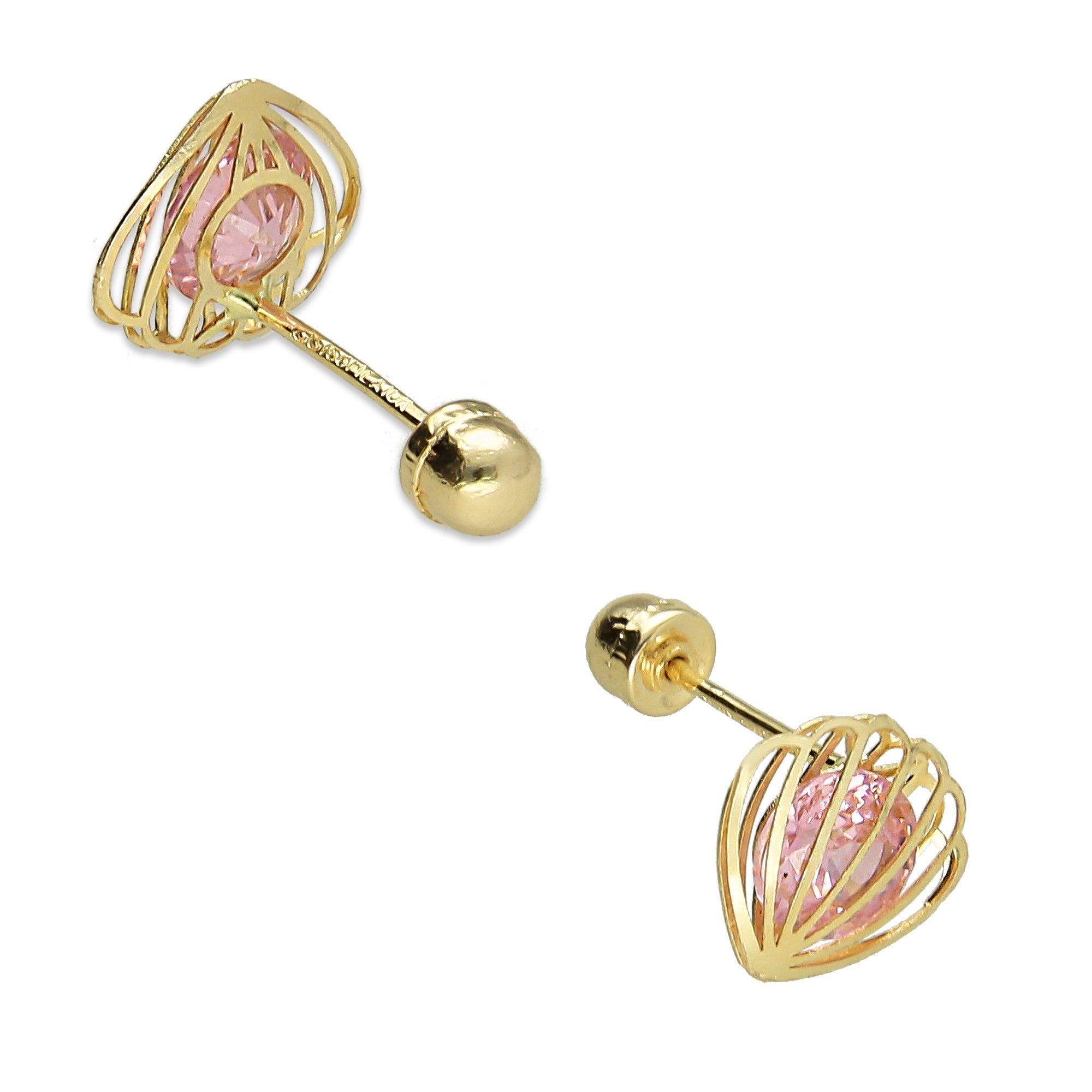 LPAUBR084 Aretes Broquel Oro 10K Niña o Mujer Concha 3D Chica 509-B 1908449733