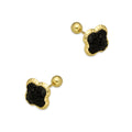 LPAUBR101 Aretes Broquel Oro Sólido 10K Trébol Cubierto de Cristales Negro 8 mm 772