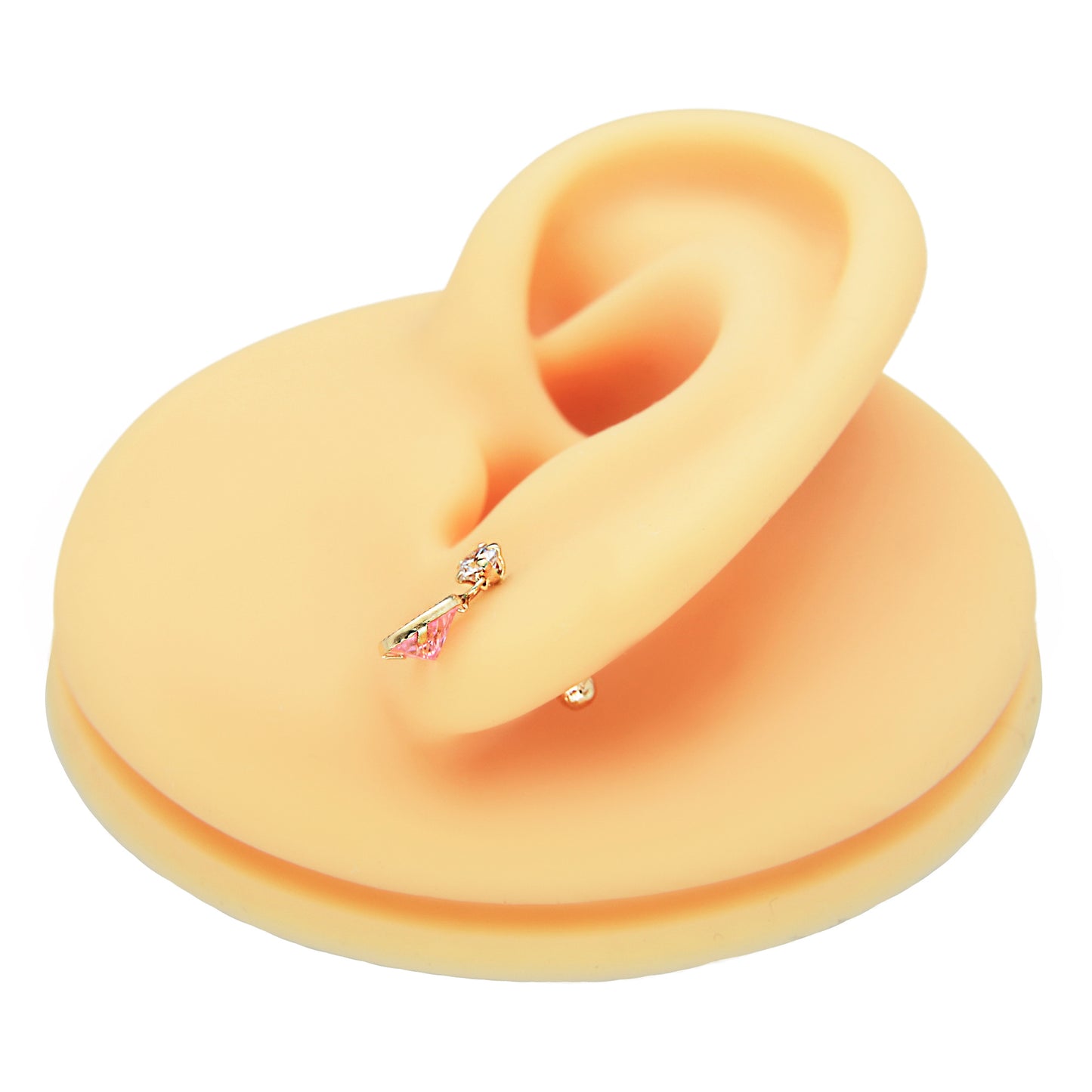 LPAUBR086 Aretes Broquel Oro 10K Niña o Mujer Colgante Corazon Rosa 476 1908425401