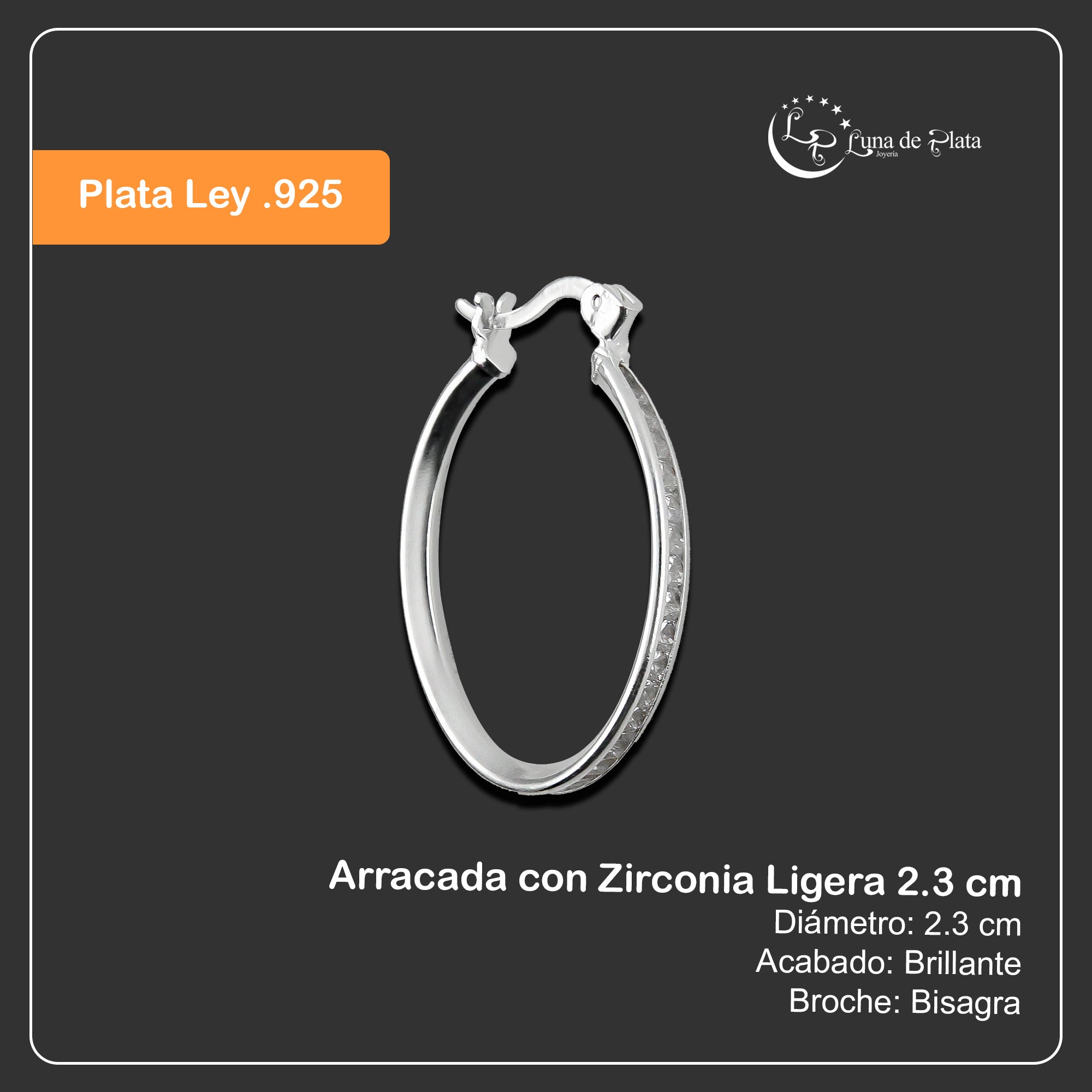 LPAZ035 Arracada con Zirconia Ligera 2.3 cm en Plata .925 Taxco 2116350893