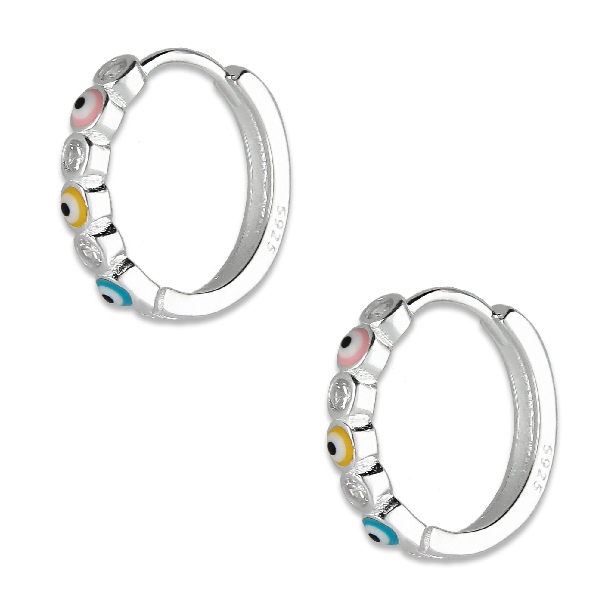 LPAZ039 Arracada Ojitos Turcos y Zirconias Multi en Plata .925 Taxco 3344334322
