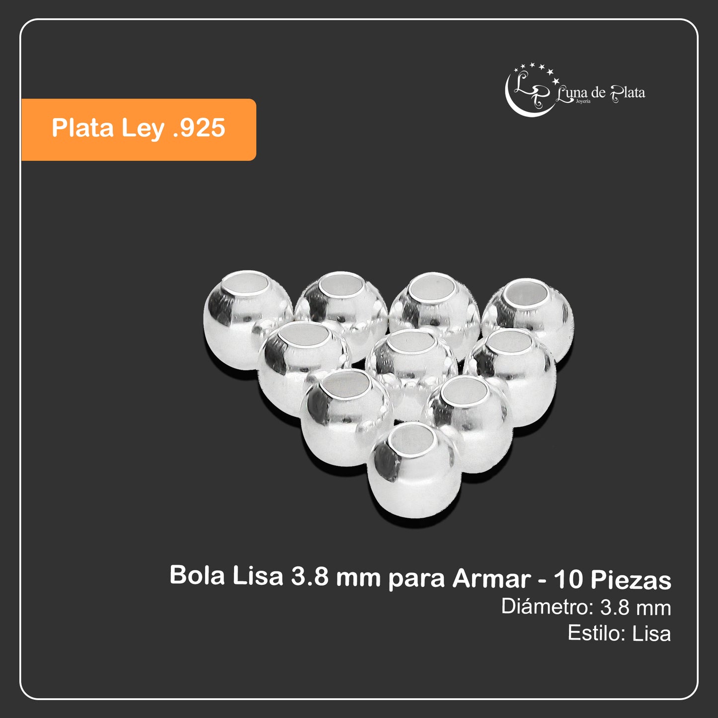 LPBO002 Bola Lisa 3.8 mm para Armar - 10 Piezas de Plata .925 2893401760