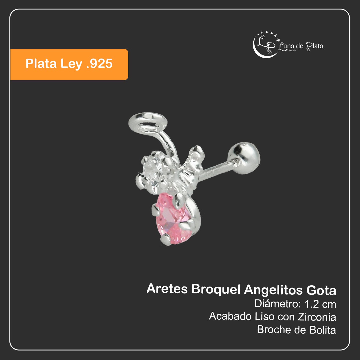 LPBR006 Aretes Broquel D Plata Mod Angelitos Gota Plata .925 Taxco MLM764944590