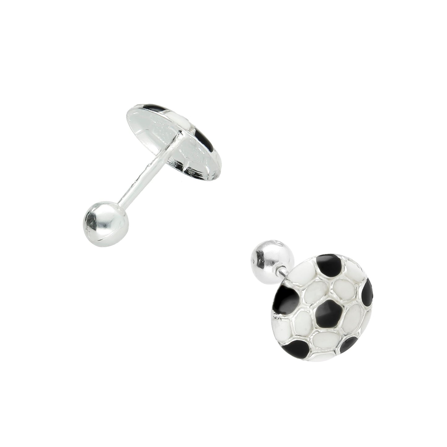 LPBR007 Aretes Broquel D Plata Mod Balón De Fut Plata .925 Taxco MLM764959415