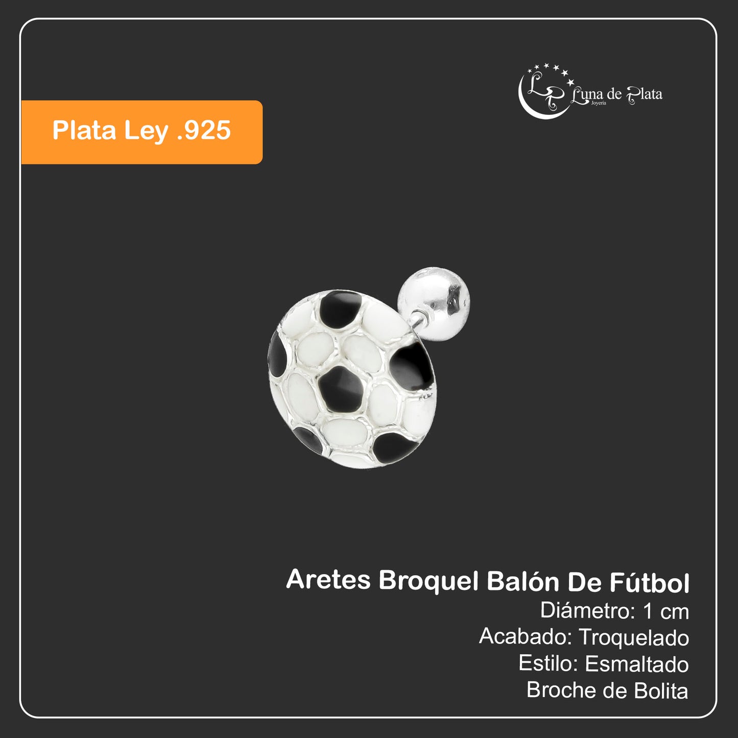 LPBR007 Aretes Broquel D Plata Mod Balón De Fut Plata .925 Taxco MLM764959415