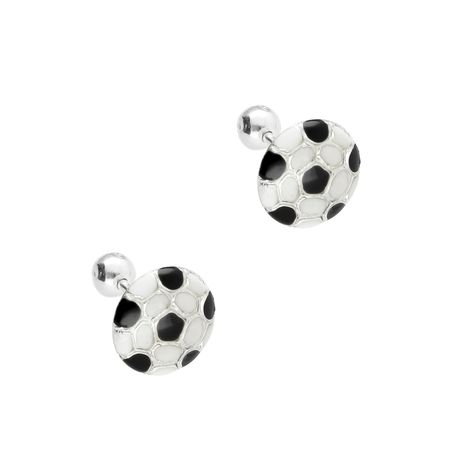 LPBR007 Aretes Broquel D Plata Mod Balón De Fut Plata .925 Taxco MLM764959415