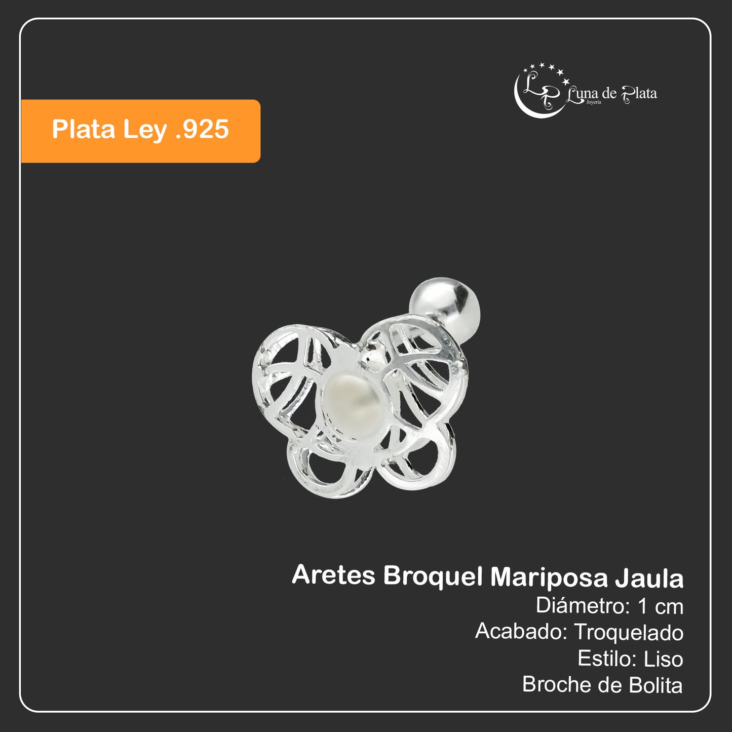 LPBR015 Aretes Broquel Mariposa Jaula En Plata .925 Taxco MLM827319322