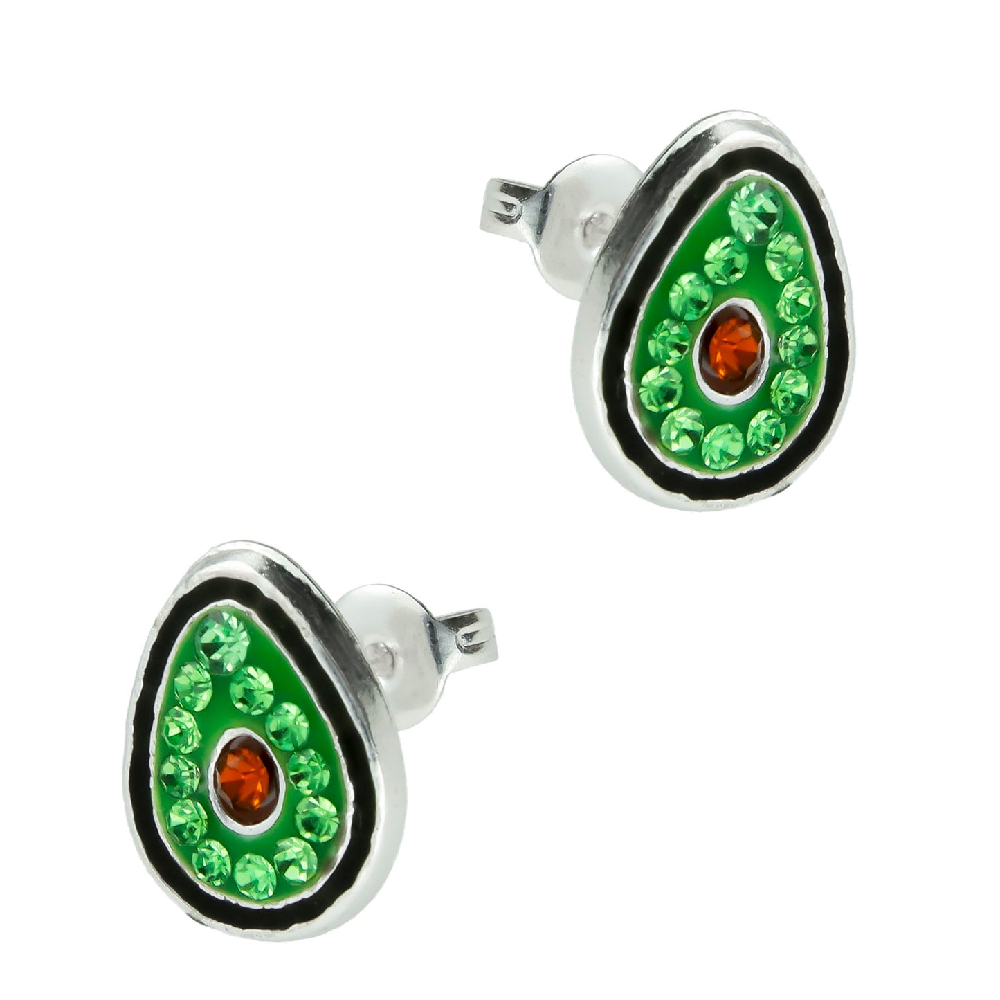 LPBR019 Aretes Broquel Plata Mod Aguacate Cristalit Plata .925 Taxco MLM868544208